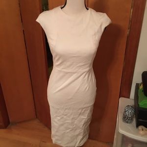 White cap sleeve business dress